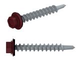 Self-drilling screw, hex washer head with Black EPDM steel washer 4.8х70 zp, for WOOD RAL 3005 (2500