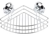 Bathroom shelf with suction cups, chrome plated steel, corner, FIX LOCK, PERFECTO LINEA