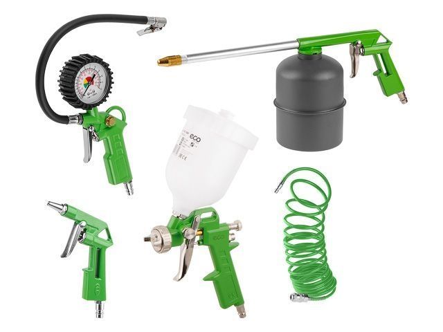 Air tool set ECO SGK-5 (5 items, gravity fed spray gun)