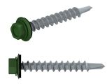 Self-drilling screw, hex washer head with Black EPDM steel washer 5.5х19 zp, for METAL RAL 6002 (500