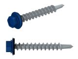 Self-drilling screw, hex washer head with Black EPDM steel washer 4.8х29 zp, for WOOD RAL 5002 (5000