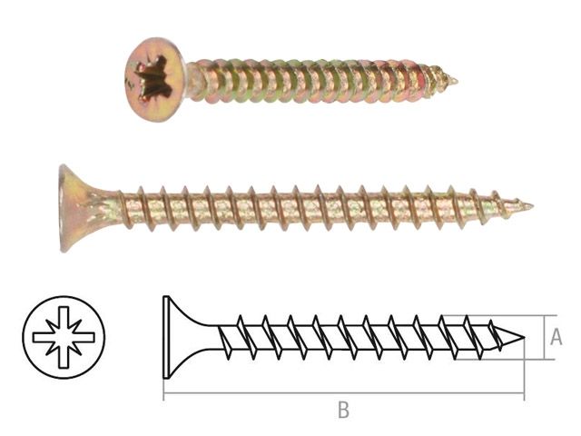 Chipboard screw yellow zinc plated 6.0х60 (2500 pcs/carton) STARFIX