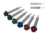 Self-drilling screw, hex washer head with Black EPDM steel washer 4.8х35 zp, for WOOD RAL 7024 (4500