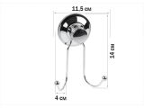 Double wall hook on vacuum suction cup, chrome plated steel, FIX LOCK, PERFECTO LINEA