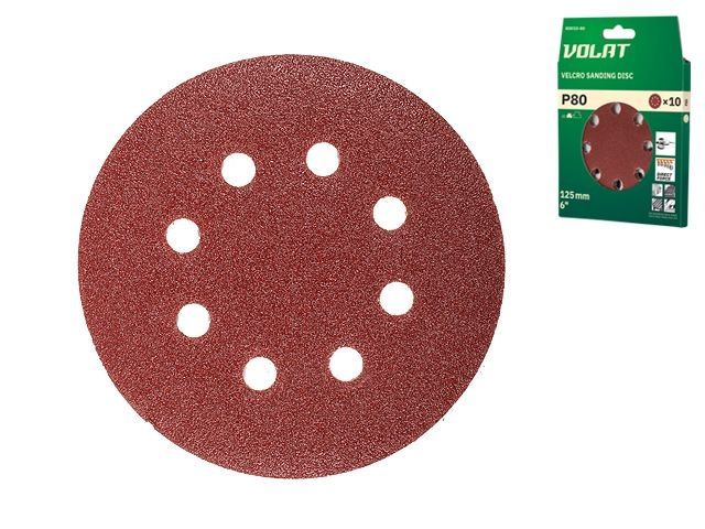 Sanding disc for wood 125mm 8 holes P80 grit (10PCS/PACK) VOLAT