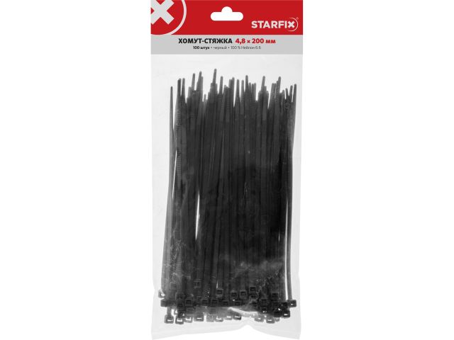 Image 3 Self-locking nylon cable ties 4,8х200(black) 100pcs/bag STARFIX