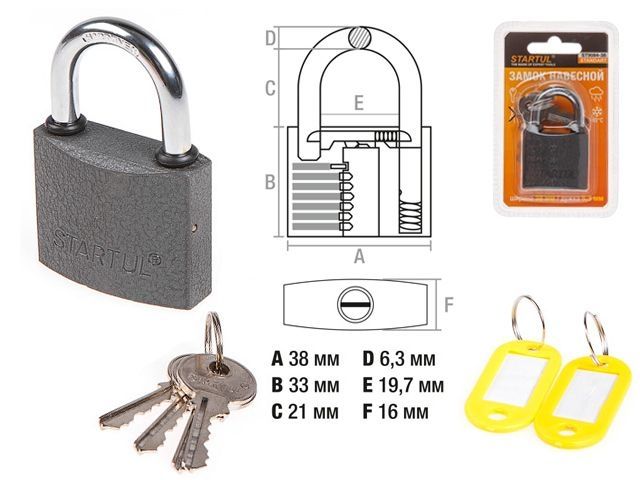 Grey iron padlock 38mm Startul Standart