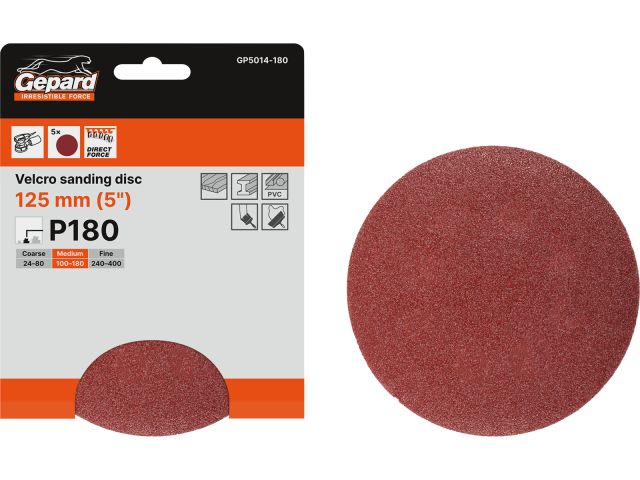 Image 1 Velcro sanding disc 125mm P180 5pcs/pack GEPARD