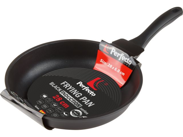 Frying pan 28x6.0 cm, aluminium, non-stick coating, Black Induction series, PERFECTO LINEA