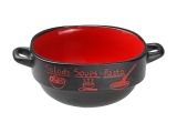Ceramic tureen, 140 mm, round, Kharcho series, black-red, PERFECTO LINEA