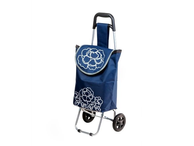 Shopping trolley bag on wheels 20 kg, blue, flower, PERFECTO LINEA