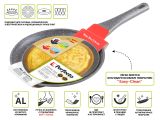 Frying pan pancake 24x2.5 cm, aluminium, non-stick coating, for induction stoves, Grey series, PERFECTO LINEA