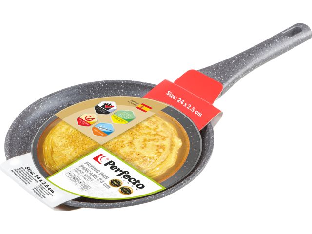 Frying pan pancake 24x2.5 cm, aluminium, non-stick coating, for induction stoves, Grey series, PERFECTO LINEA