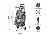 Shopping trolley bag on wheels 30 kg, black, flowers, PERFECTO LINEA