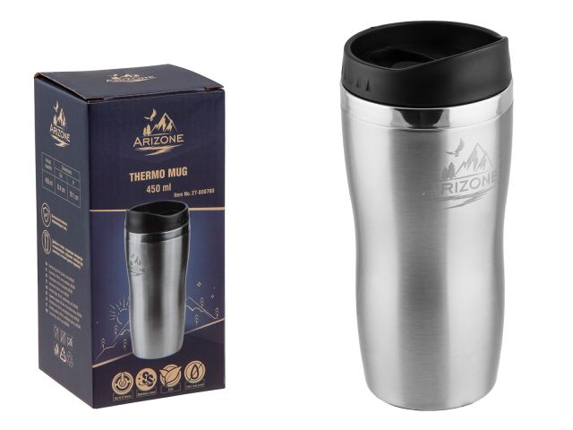 Thermo mug, 450 ml, stainless steel, ARIZONE