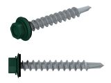 Self-drilling screw, hex washer head with Black EPDM steel washer 4.8х29 zp, for WOOD RAL 6005 (5000