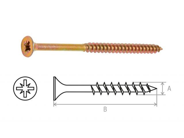 Chipboard screw yellow zinc plated 6.0х100 (1200 pcs/carton) STARFIX