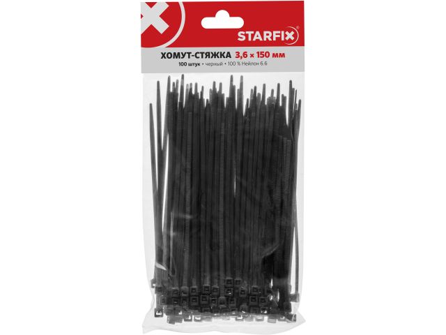 Image 3 Self-locking nylon cable ties 3,6х150(black) 100pcs/bag STARFIX