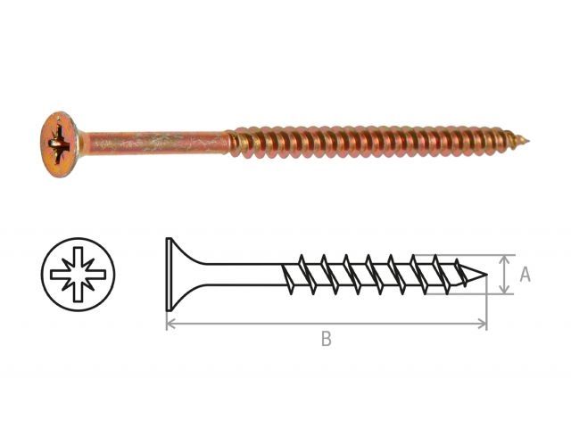 Chipboard screw yellow zinc plated 5.0х90 (1700 pcs/carton) STARFIX