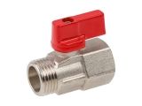 Ball valve MINI 1/2&quot; m.-f. red handle, AV Engineering