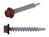 Self-drilling screw, hex washer head with Black EPDM steel washer 4.8х29 zp, for WOOD RAL 3009 (5000