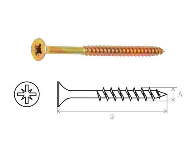 Chipboard screw yellow zinc plated 6.0х90 (1300 pcs/carton) STARFIX