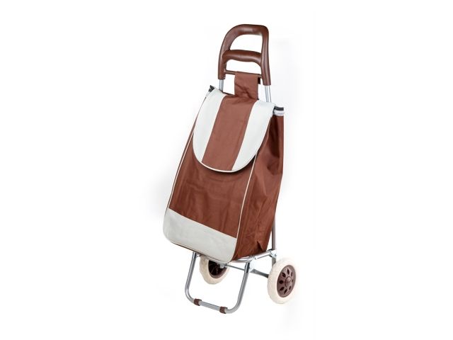 Shopping trolley bag on wheels 30 kg, brown, striped, PERFECTO LINEA
