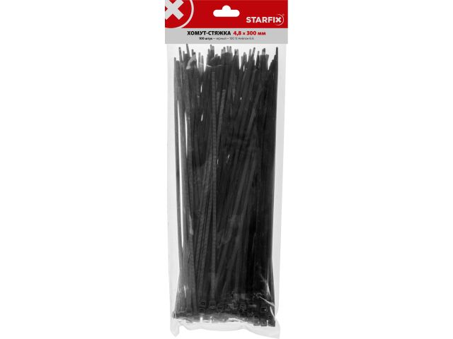 Image 3 Self-locking nylon cable ties 4,8х300(black) 100pcs/bag STARFIX