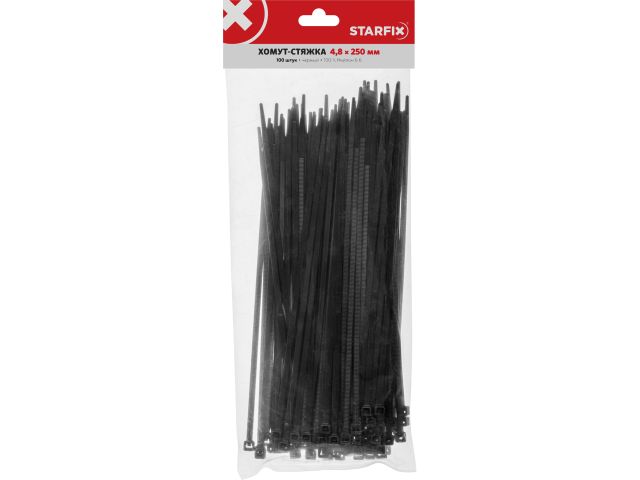 Image 3 Self-locking nylon cable ties 4,8х250(black) 100pcs/bag STARFIX