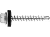 Self-drilling screw, hex washer head with Black EPDM steel washer 4.8х60 zp, for WOOD drill point №1 (50 pcs/plastic box) STARFIX