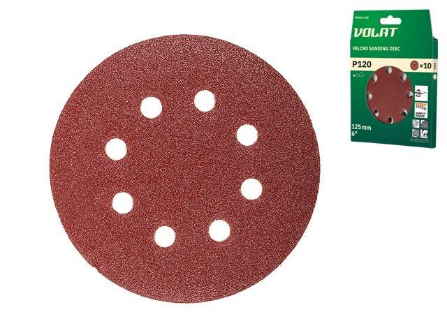 Sanding disc for wood 125mm 8 holes P120 grit (10PCS/PACK) VOLAT