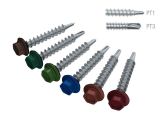 Self-drilling screw, hex washer head with Black EPDM steel washer 5.5х25 zp, for METAL drill point №3 RAL 8017 Chocolate brown (50 pcs/plastic box) STARFIX