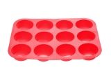 Silicone baking form, rectangular for 12 cupcakes, 33 x 25 x 3 cm, red, PERFECTO LINEA