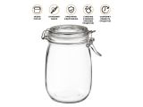 Food storage container glass WECKER 1000 ml, PERFECTO LINEA