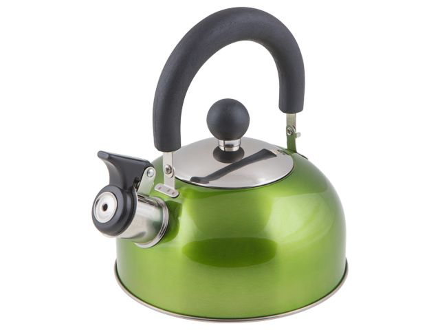 Whistling kettle, stainless steel, 1.5 l, Holiday series, metallic green, PERFECTO LINEA