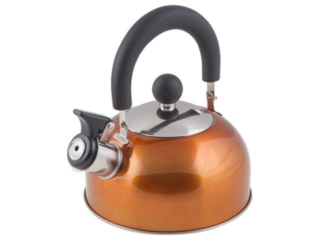 Whistling kettle, stainless steel, 1.5 l, Holiday series, orange metallic, PERFECTO LINEA