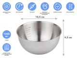 Whipping bowl, stainless steel,diаm. 18.5 cm, with measuring scale, CHEF series, PERFECTO LINEA