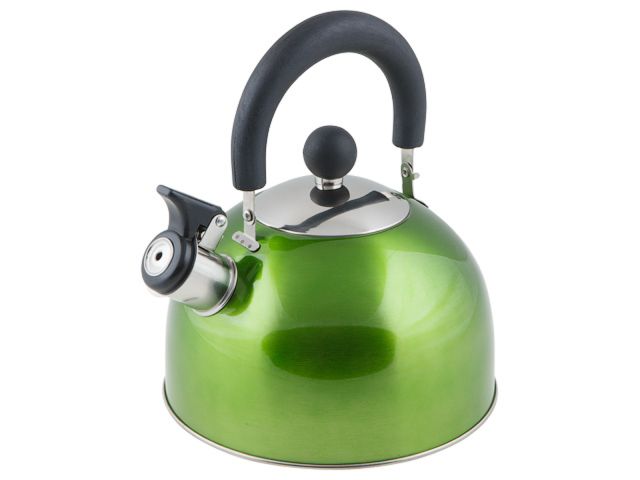 Whistling kettle, stainless steel, 2.5 l, Holiday series, metallic green, PERFECTO LINEA