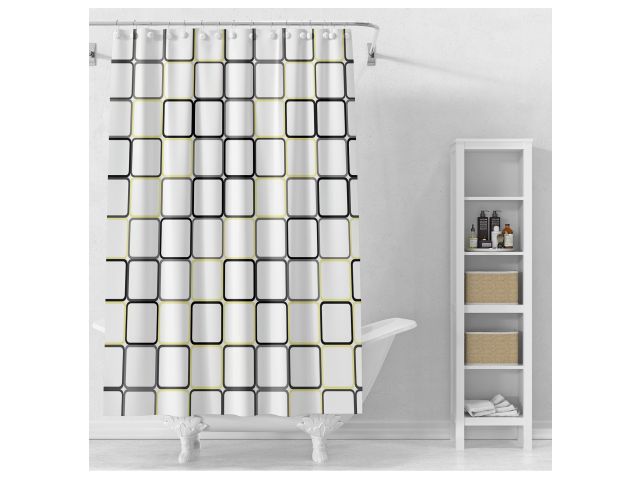 Shower curtain (12 rings included), 180x180 cm, Secret, graphics, PERFECTO LINEA