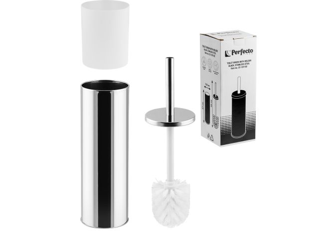 Toilet brush with holder, stainless steel, PERFECTO LINEA