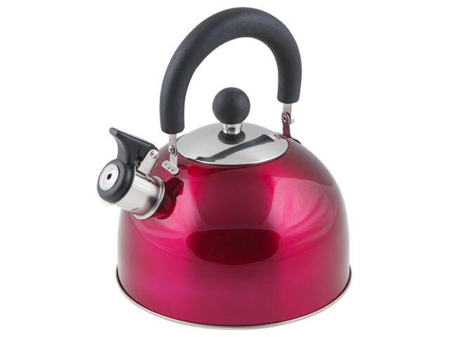 Whistling kettle, stainless steel, 2.5 l, Holiday series, cherry metallic, PERFECTO LINEA