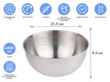 Whipping bowl, stainless steel,diаm. 21.5 cm, with measuring scale, CHEF series, PERFECTO LINEA