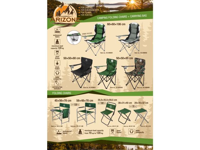 Image 2 Folding chair with bottle holder + cover, grey, ARIZONE