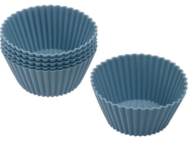 Silicone baking form, cupcake (muffin), 6.5 x 4.2 x 3 cm, 6 pieces, BLUESTONE, PERFECTO LINEA
