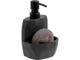 Soap dispenser with sponge holder SYMPHONY, black, PERFECTO LINEA