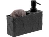 Soap dispenser with sponge holder PEARL, black, PERFECTO LINEA