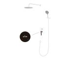One handle brass shower system D35, Rose series, white + black, a-five