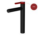 One handle brass basin faucet D35, Rose series, black + red, a-five