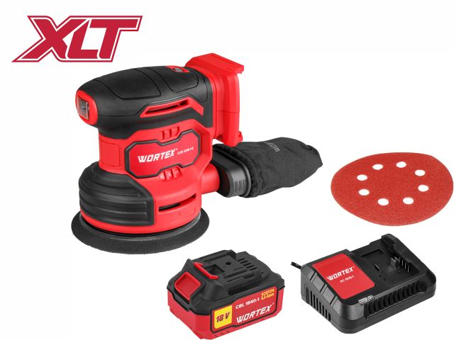 Cordless orbital sander WORTEX COS 1218-1 E XLT SET