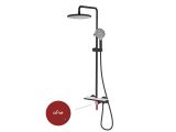 One handle brass shower system D35, Rose series, black + red, a-five